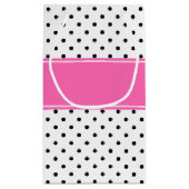 白黒水玉模様とホットピンク誕生日 スモールペーパーバッグ (裏面)