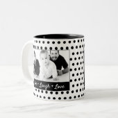 白黒水玉模様のカスタムの写真 ツートーンマグカップ (正面左)