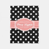 白黒水玉模様のコーラパーソナライズされたー名 フリースブランケット (正面)