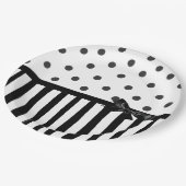 白黒水玉模様のストライプのな紙皿 ペーパープレート (アングル)