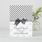 白黒水玉模様のブライダルシャワーの招待状 招待状 (スタンド正面)