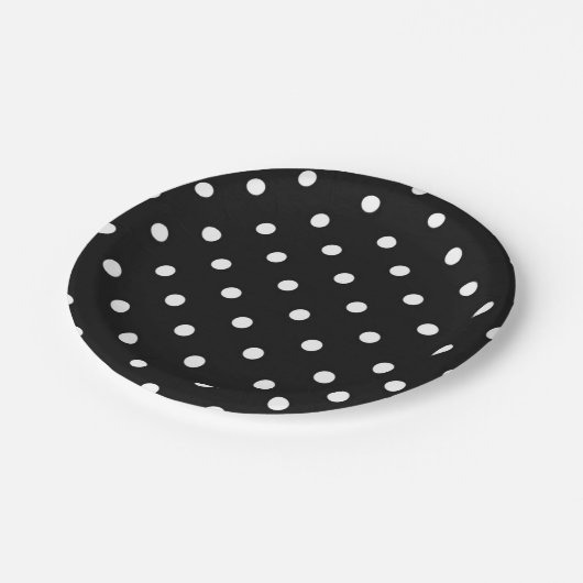 白黒水玉模様のモダンの魅力 ペーパープレート (アングル)