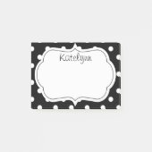 白黒水玉模様のモノグラムのポスト・イット ポストイット (正面)