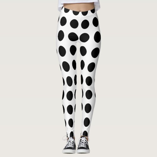 白黒水玉模様のヨガのズボン レギンス (正面)