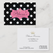 白黒水玉模様の最愛のピンクフレーム 名刺 (正面/裏面)