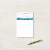 白黒水玉模様の青の水彩画 ポストイット (デスク上)