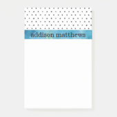 白黒水玉模様の青の水彩画 ポストイット (正面)