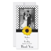 白黒水玉模様ひまわり結婚の花