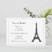 白黒水玉模様エッフェルタワー 招待状 (スタンド正面)