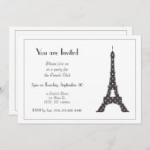 白黒水玉模様エッフェルタワー 招待状 (正面/裏面)