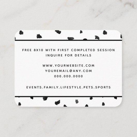 白黒水玉模様カスタムモノグラム/イニシャル 名刺 (裏面)