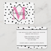 白黒水玉模様カスタムモノグラム/イニシャル 名刺 (正面/裏面)