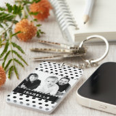 白黒水玉模様カスタム写真と文字 キーホルダー (正面右)