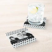 白黒水玉模様カスタム写真 ガラスコースター (アングル)