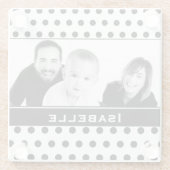 白黒水玉模様カスタム写真 ガラスコースター (裏面)