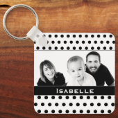 白黒水玉模様カスタム写真 キーホルダー (正面)