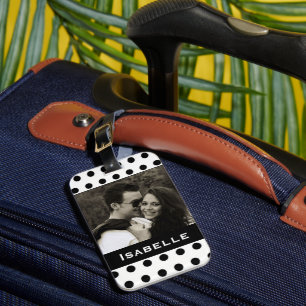 白黒水玉模様カスタム写真 ラゲッジタグ