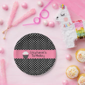 白黒水玉模様カップケーキ紙プレート ペーパープレート (パーティー)