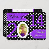 白黒水玉模様クラス2014フォト招待状 招待状 (正面/裏面)