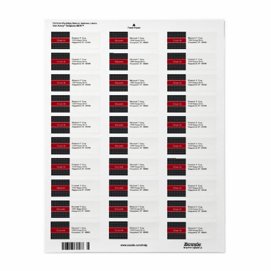 白黒水玉模様クランベリー名モノグラム ラベル (フルシート)