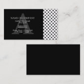 白黒水玉模様グレーデザイナーモノグラム 名刺 (正面/裏面)
