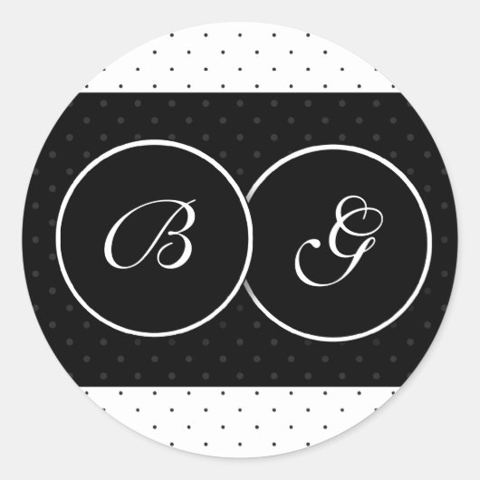 白黒水玉模様シール ラウンドシール (正面)