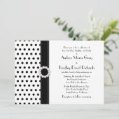 白黒水玉模様ジュエル結婚式招待状 招待状 (スタンド正面)