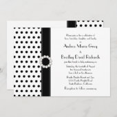 白黒水玉模様ジュエル結婚式招待状 招待状 (正面/裏面)