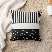 白黒水玉模様ストライプの抽象芸術枕 クッション (ブランケット)