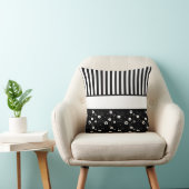白黒水玉模様ストライプの抽象芸術枕 クッション (椅子)