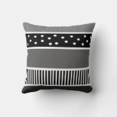 白黒水玉模様ストライプの抽象芸術枕 クッション (裏面)