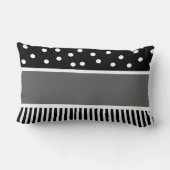 白黒水玉模様ストライプの抽象芸術枕 ランバークッション (裏面)