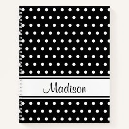 白黒水玉模様ストライプスクリプト名 ノートブック