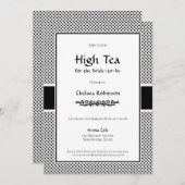 白黒水玉模様ハイティーブライダルシャワー 招待状 (正面/裏面)