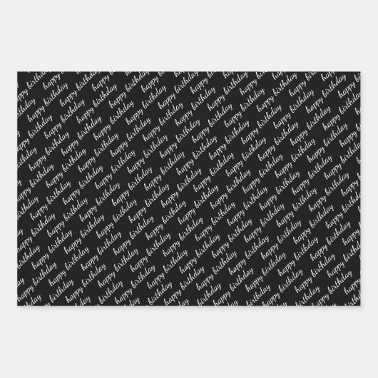 白黒水玉模様ハッピーバースデー ラッピングペーパーシート (正面2)