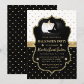 白黒水玉模様ハロウィンスイーツ16 招待状 (正面/裏面)