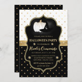 白黒水玉模様ハロウィーンキンセアニェラ 招待状 (正面/裏面)