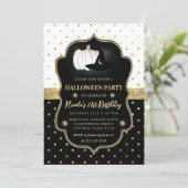 白黒水玉模様ハロウィーン21日 招待状 (スタンド正面)