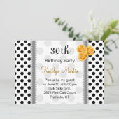 白黒水玉模様バラ誕生会 招待状 (スタンド正面)