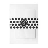 白黒水玉模様バルミツワーエンクロージャカード 招待状ベリーバンド (正面例)