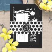 白黒水玉模様バルミツワーエンクロージャカード 招待状ベリーバンド