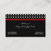 白黒水玉模様パターンと赤い弓と宝石 名刺 (裏面)