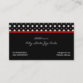 白黒水玉模様パターンと赤い弓と宝石 名刺 (裏面)