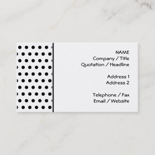 白黒水玉模様パターン。 むらがある 名刺 (正面)