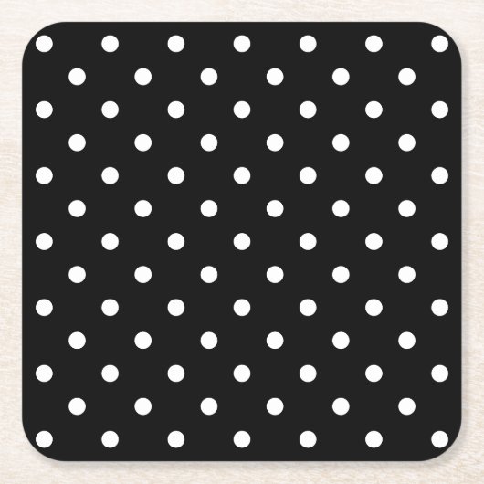 白黒水玉模様パターン スクエアペーパーコースター (正面)