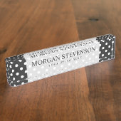 白黒水玉模様パターン デスクネームプレート (側面)