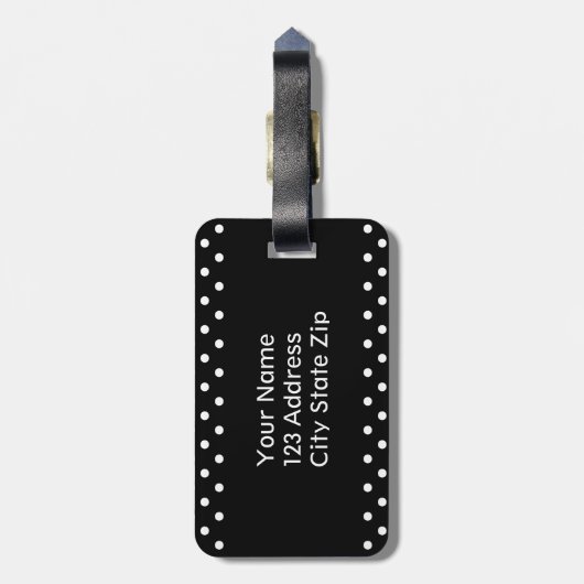 白黒水玉模様パターン ラゲッジタグ (裏面縦)