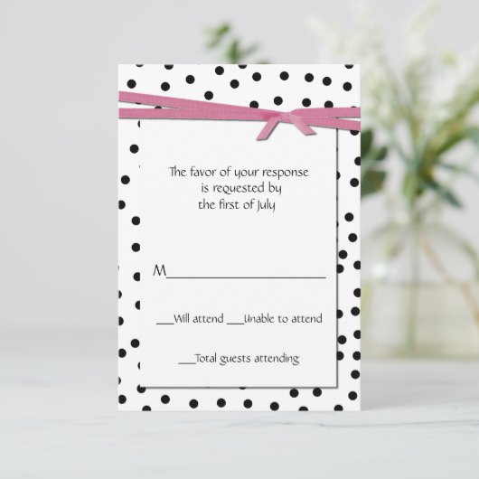 白黒水玉模様パーティー応答カード 出欠カード (スタンド正面)