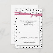 白黒水玉模様パーティー応答カード 出欠カード (正面/裏面)