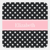 白黒水玉模様ピンク名モノグラム スクエアシール (正面)
